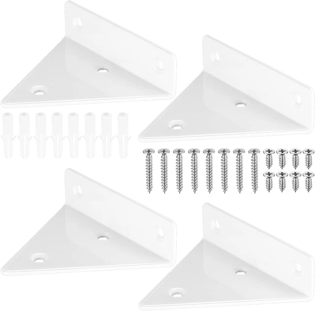 4 Staffe Per Mensole Galleggianti Invisibili - Supporti Da Parete Per Scaffali Pesanti, Bianco 20 Cm - Foto 10