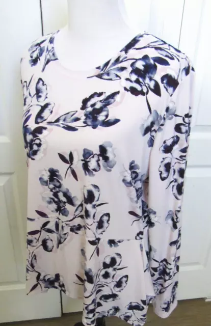 Ivanka Trump   Size Extra Large Women's Top Blouse  Pink Blue Floral Long Slv