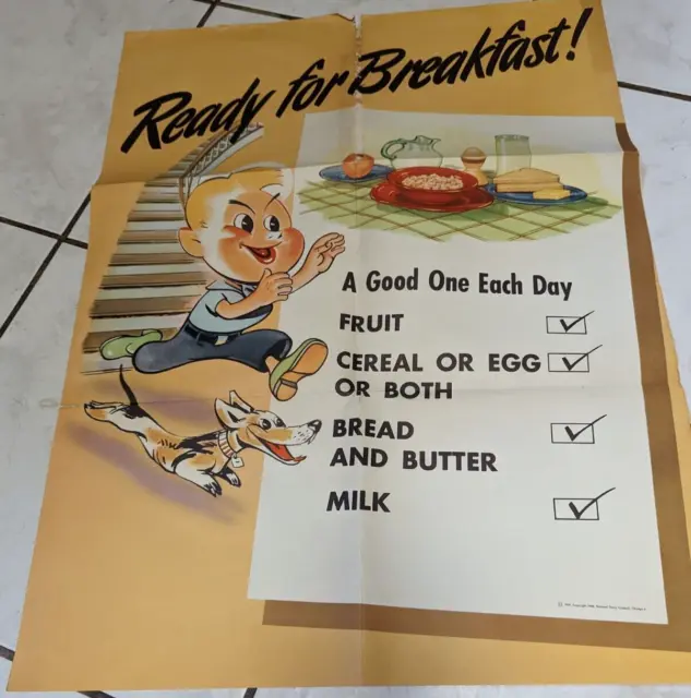 Ready for Breakfast Poster 1959 National Dairy Council Boy and Dog
