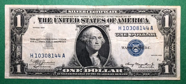 Rare - Double Date - $1 - 1935 - Silver Certificate - Fine 3