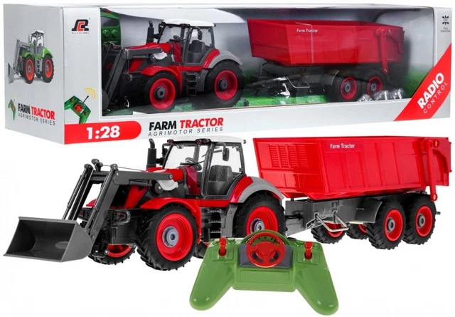 Tracteur Télécommandé Enfant Herenear 4-en-1 Avec Remorque Et Grappin - Télécommande 2,4 GHz, Jouet Ferme Dès 3 Ans