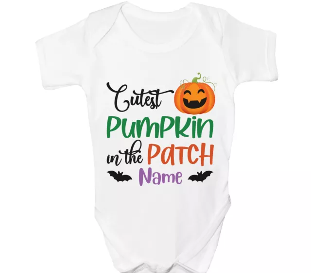 Personalised 1st Halloween Baby Grow First Pumpkin Vest Sleepsuit Any Name Gift