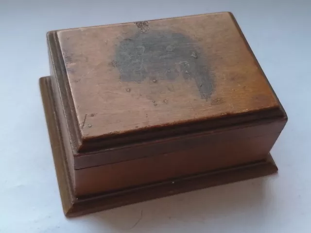 Vintage Antique Wood Wooden Box Trinket Storage Lidded brass Jewellery cigarette