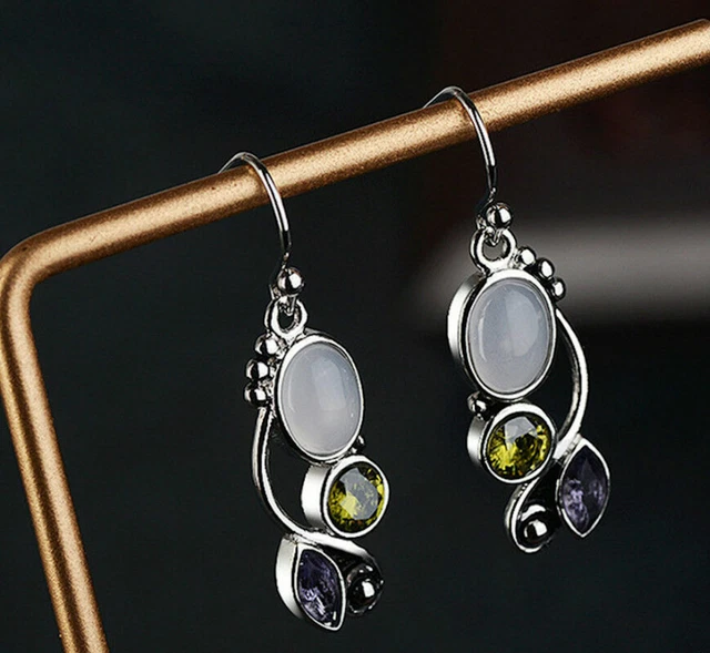 Boucles D'oreilles Pendantes RÉMINISCENCE – Gros Modèles Jaunes Argentés En émail – Occasion