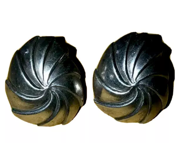 Vintage  Sterling Silver Swirl Wheel Earrings Art Deco Stamped 925 pin wheels