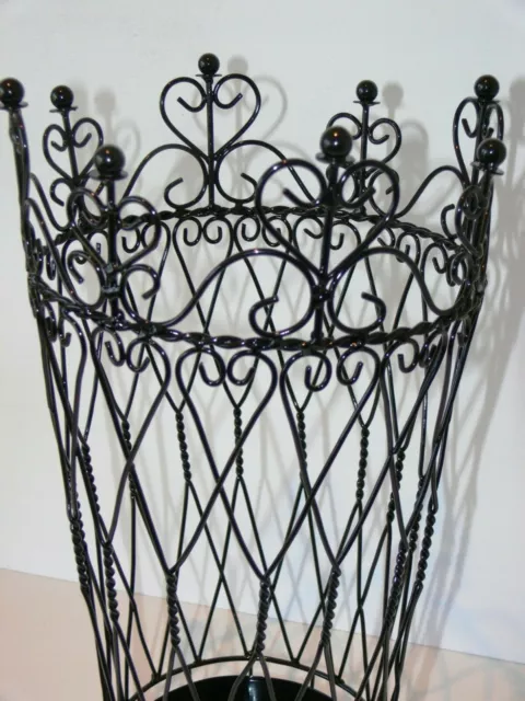 French provincial umbrella black holder round basket  WROUGHT IRON NEW