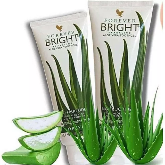 Paquete de 2 gel dental sin flúor de aloe vera brillante para cuidado oral Forever Living 130 gm