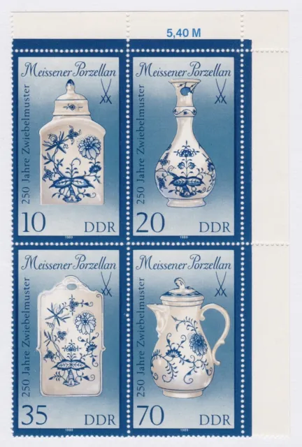 DDR 1989 MiNr. 3241 II-3244 II mit Eckrand ro "Meissner Porzellan"  postfrisch