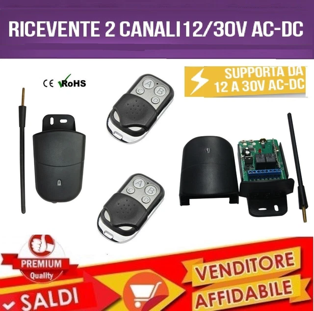 Telecomandi Cancello Ricevitore 2 Canali 433 MHz Con 2 Telecomandi - Foto 5