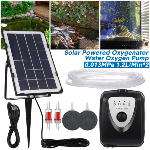 SOLAR SAUERSTOFFPUMPE TEICHBELÜFTER Gartenteich Aquarium Luftpumpe