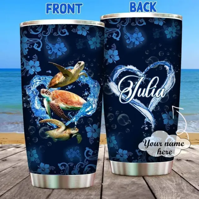 Personalized Turtle ocean Gift for lover Day Tumbler stainless steel 20 oz