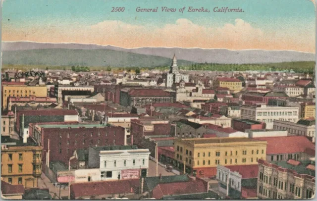 Aerial View Eureka California Downtown Buildings c1910 Postcard - Unposted