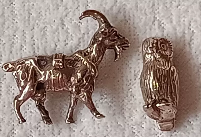 800 Silver 2 Miniatures, Animal, Owl and Capricorn