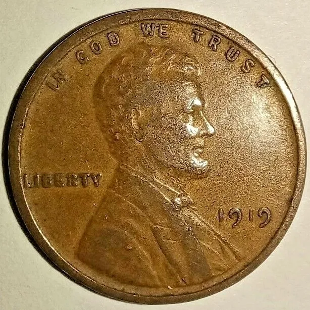 1919 P Usa Lincoln Head Penny - Small Cent - One Cent Coin - Wheat 1919-P