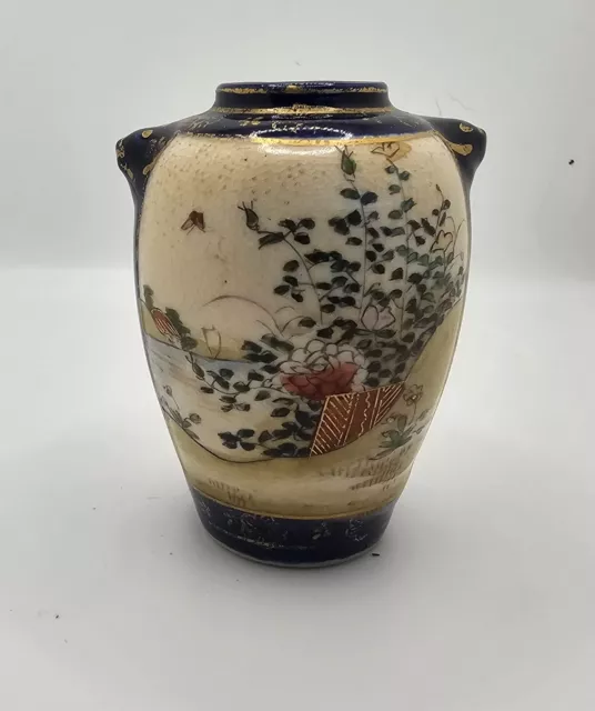 Japanese Satsuma Vase Meiji Period Signed 3" inches