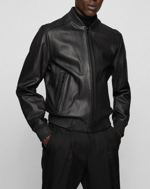 GIACCA BIKER HUGO BOSS MALBAN IN PELLE 50501052 nera taglia 56/XXXL