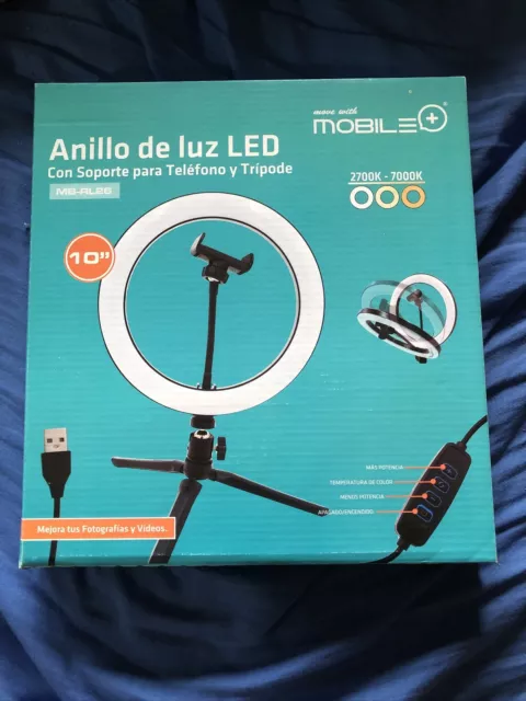 Aro de Luz con Trípode, 10" Anillo de luz LED Trípode para Móvil TikTok/youtube/