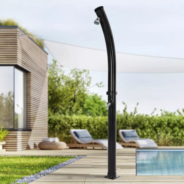 Ducha solar de jardín 20 L negro curvado cabezal ajustable grifo piscina camping