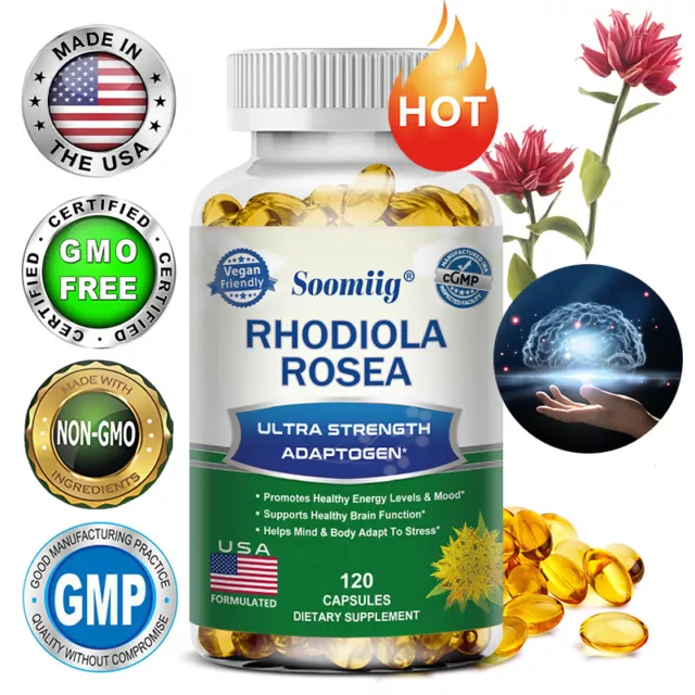 Rhodiola Rosea Capsules 1000mg High Strength Natural VEGAN