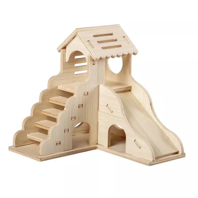 Hamster Wooden House Wooden Toy Cage Decor Hideaway with Ladder Cage Accessories