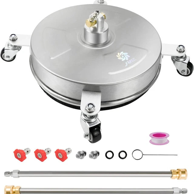 14" Pressure Washer Surface Cleaner with 4 Wheels, Stainless Steel Housing Plugs