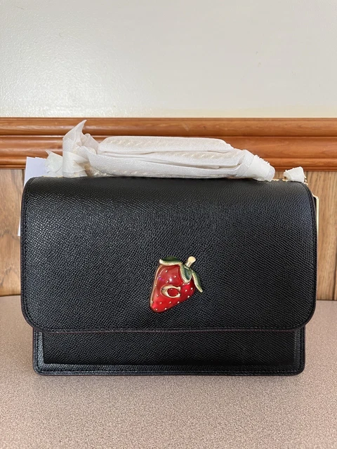 COACH Klare Crossbody In Signature Canvas With Strawberry CH331 Gold/Black Multi