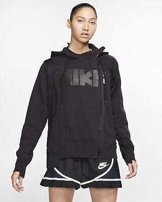 WOMENS NIKE BLACK X Sacai Double Zip Hoodie Sz M $107.99 - PicClick