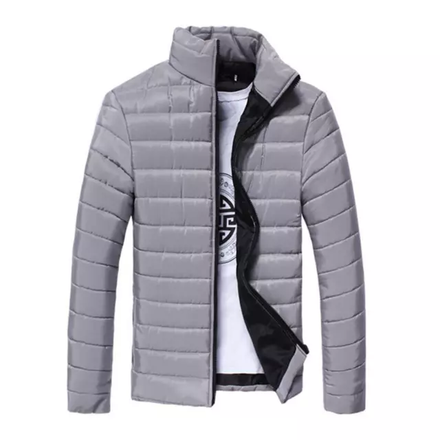 Men Winter Padded Coat Puffer Jacket Standing Collar Warm Zip Quilted Outwear US