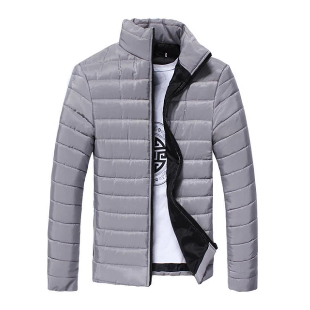 Men Winter Padded Coat Puffer Jacket Standing Collar Warm Zip Quilted Outwear US