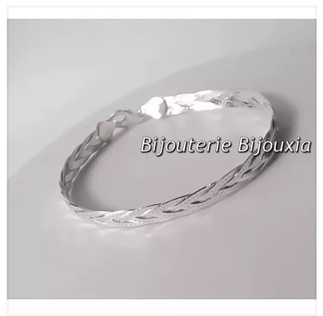 Bracelet Maille Tressée 3 fils Argent Massif 925/000 Rhodié Bijoux Femme