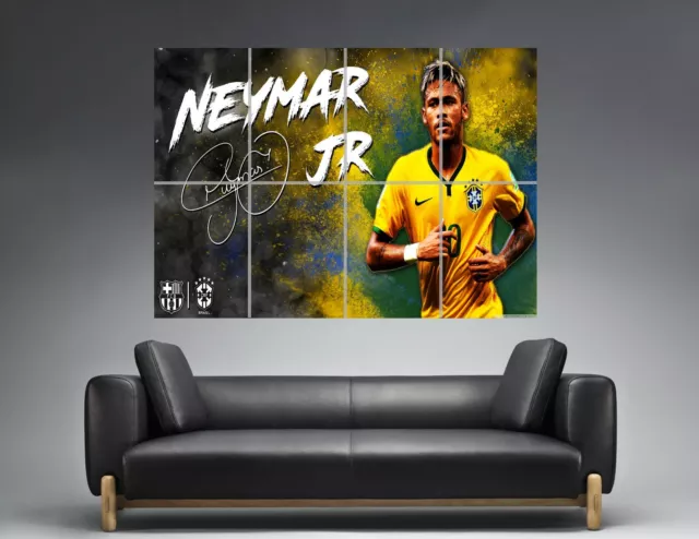 Neymar Jr Brazil Football Wall Art Poster Great Format A0 Wide Print