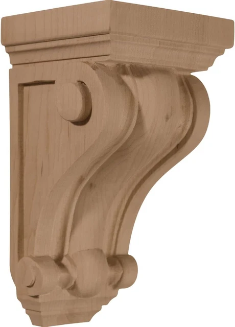 CORW04X04X07DERW Devon Traditional Wood Corbels, 4"W X 4"D X 7 1/2"H, Rubberwood
