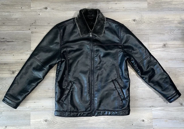 SERGIO BENINI FAUX Leather Jacket Mens Large Black Lined 50.00 PicClick