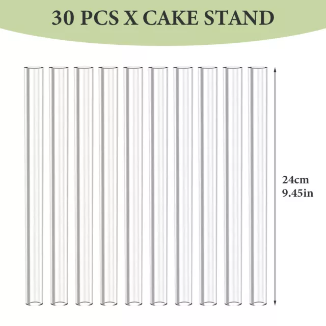 30pcs Two Tier Accessories Easy Cut Cake Stand Reusable Support Clear Dowel Rod