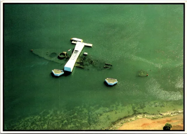 Postcard Oahu Aerial View USS Arizona Ford Island Pearl Harbor WWII Hawaii C9