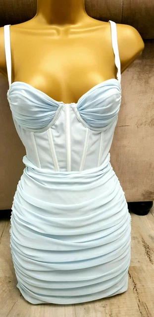 white christmas dresses Party Ready Ruched Mesh Bodycon Mini Dress main image 1