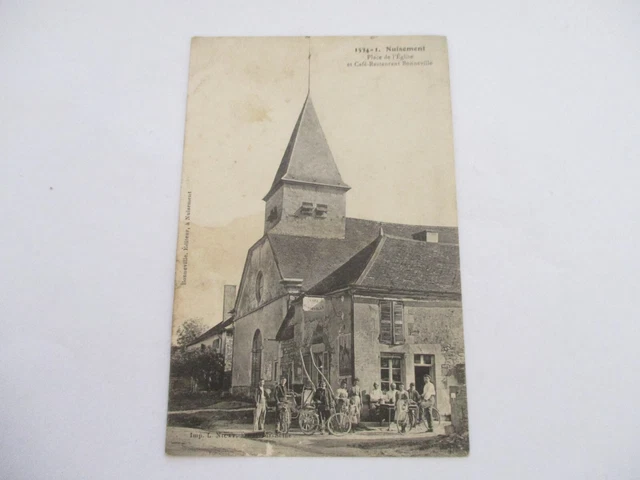 Cpa Marne 51 Nuisement Place De L'eglise Et Cafe Restaurant Bonneville