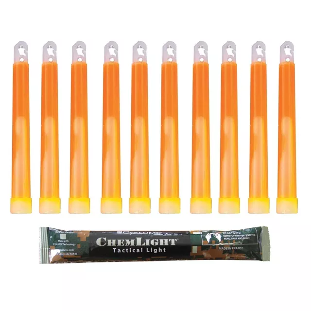 Cyalume Ultra Orange Military Grade 6'' Chemlight lightstick - 10 Pack