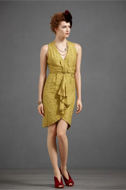 BHLDN Anthropologie Yellow Silk Tethered Dots Dress NWOT Size 0, 2  $300