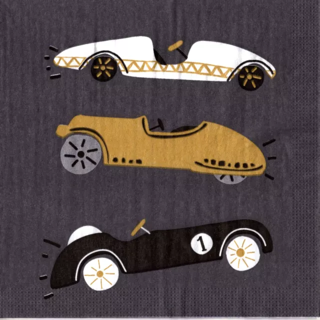 Serviettes en papier voitures bolides rétro vintage. Paper napkins car race cars