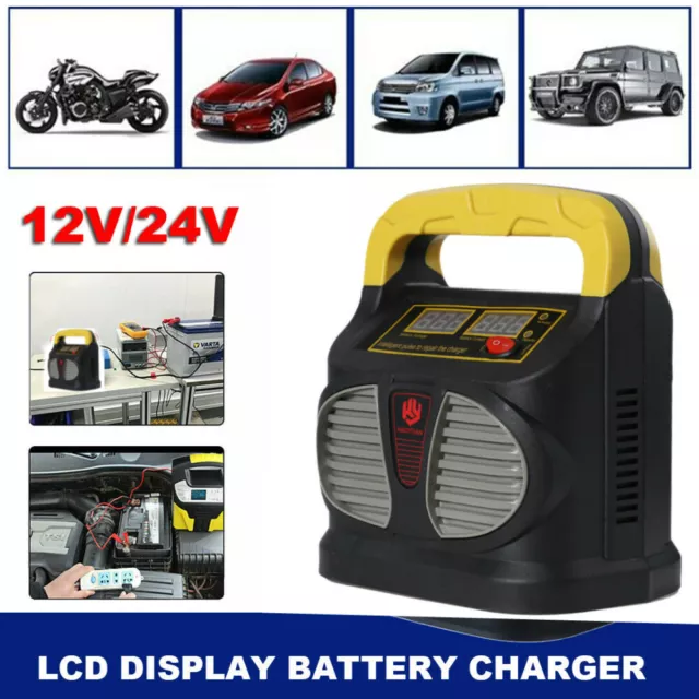 200Ah 15A Voiture Chargeur de batterie LCD 12V-24V Auto Jump Booster démarrage