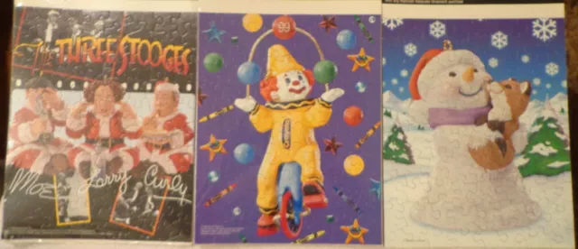1999 Hallmark Jigsaw Puzzle Set 3 Crayola Three Stooges Snow Buddies 80 Pc