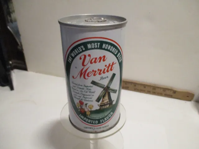 "Van Merritt " 12 Oz Empty Steel Pull Tab Beer Can.  Open Bottom.