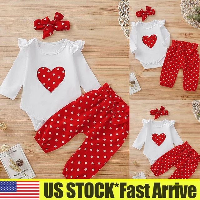Infant Newborn Baby Girl Romper Jumpsuit Tops Pants Headband Outfits Clothes Set