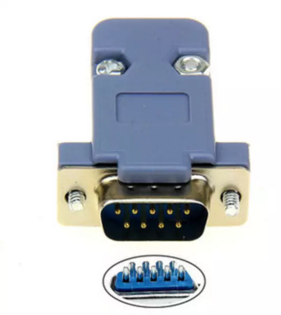 9 Pin Male D-Sub Plug Solder Connector RS232 Serial DB9 and Grey Hood YS