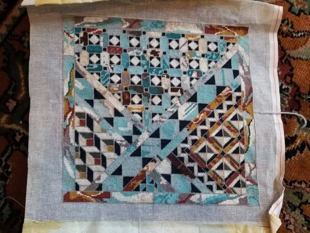 Vintage Geometric Completed Vintage Tapestry, Lovely Colours