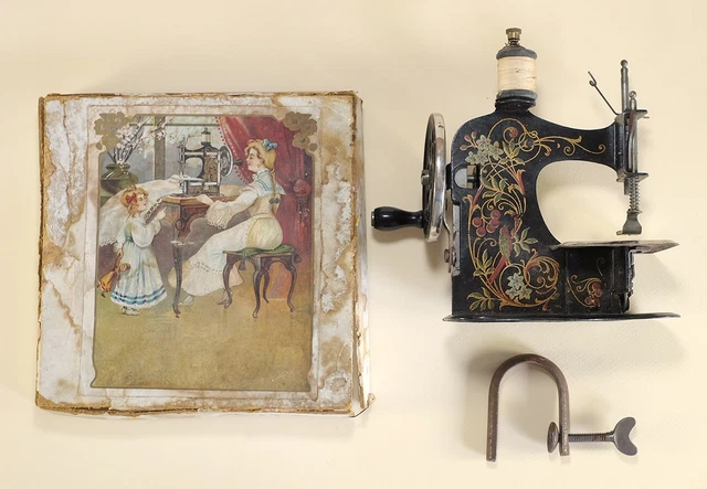 Antique Toy Miniature Sewing Machine – Muller No. 6 with Box, 1890s to 1900s