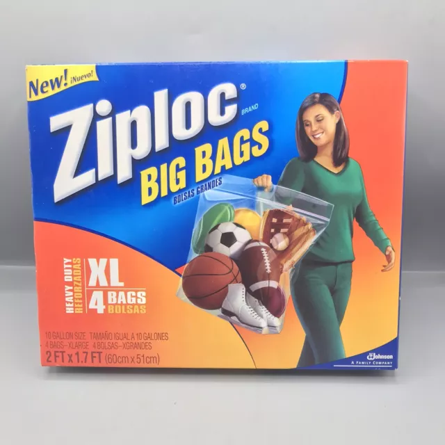 7 Count Ziploc Big Bag 20 Gallon XXL Storage Bags HUGE 2 FEET x 2.7 FEET  NOS