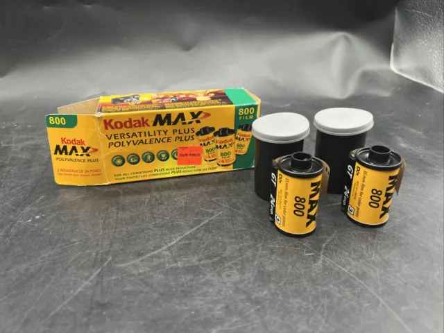 Nueva película Kodak lote de 2 Max 800 GT 135-24 exposición 35 mm película EXP 07/2005
