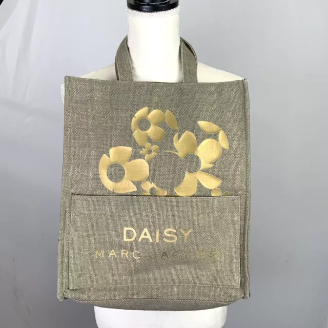 MARC JACOBS DAISY Tote Bag Purse Gold Burlap Jute